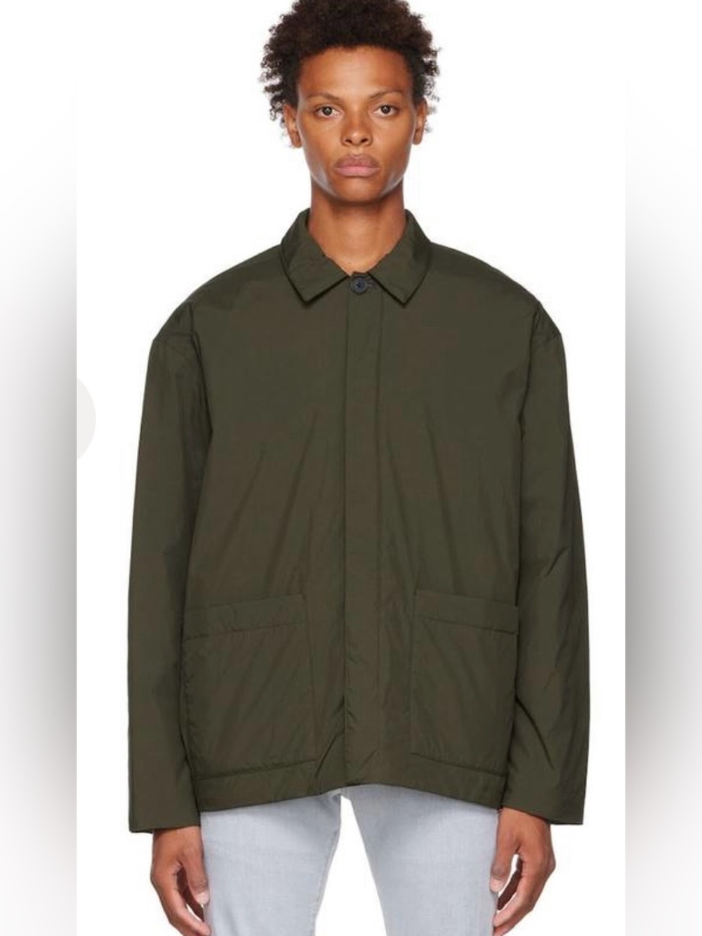 Frame Puffy Workwear Jacket Snap Front Military Green Sz Large